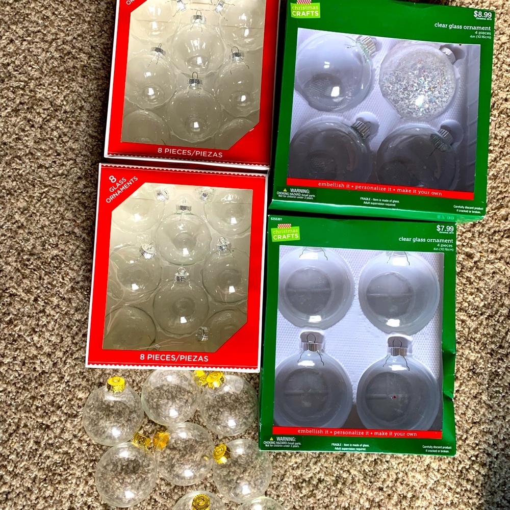 Clear Glass Ornament Lot